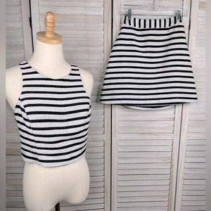 EXPRESS Knit Skirt Set Black & White Stripes Tank & Mini Skirt-2/Small
